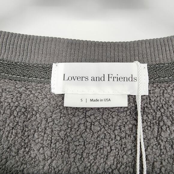 Lovers + Friends Katie Cropped Gray Crewneck Long Sleeve Sweatshirt Size Small - Picture 2 of 5